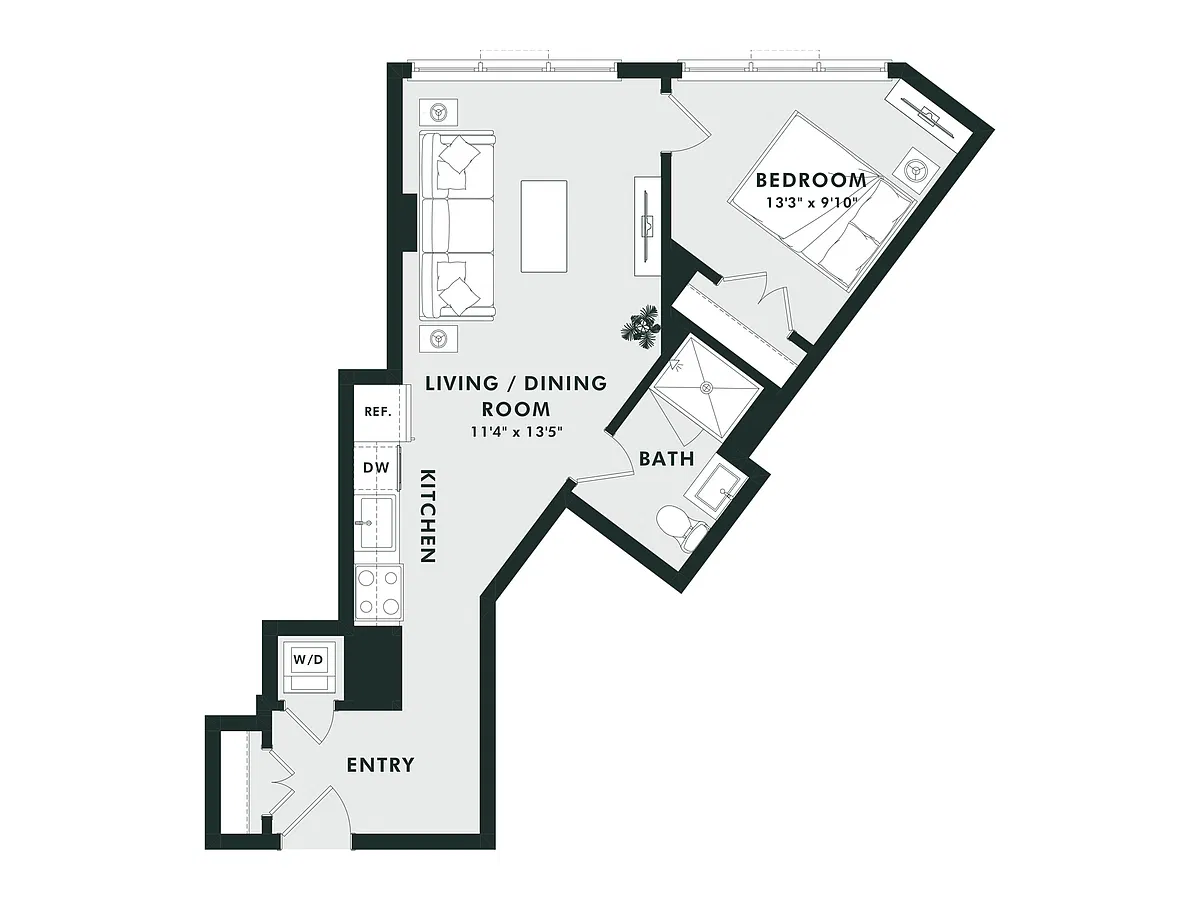 Floor plan B2.2 | 1 Bed | 1 Bath