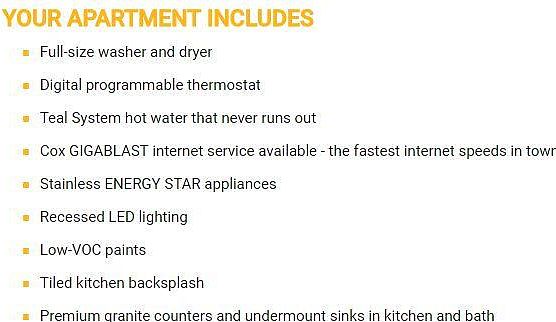 Your Apartment Includes