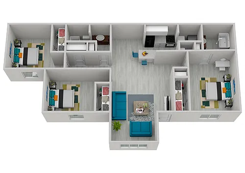 Floor plan 3 Bed 2 Bath Premium