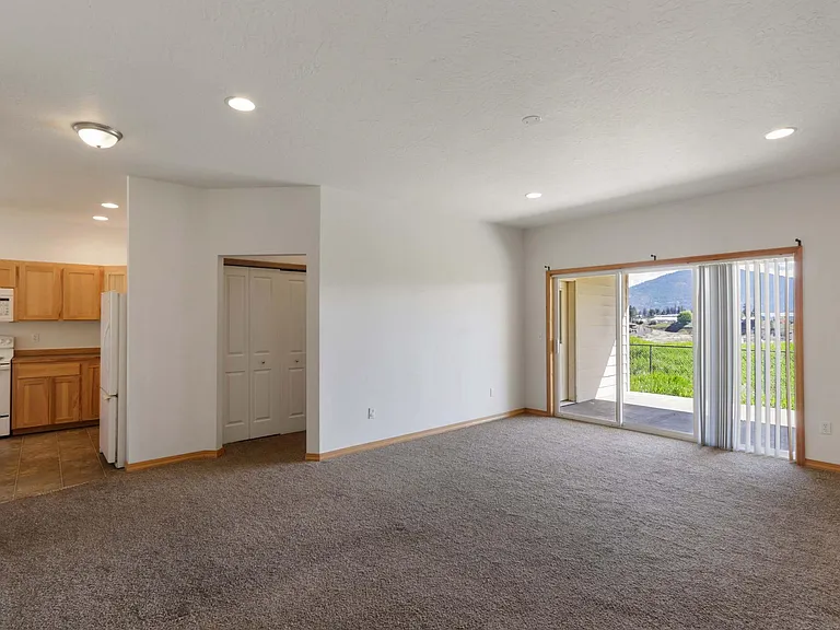 Living room with big sliding door to the back patio