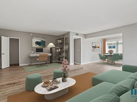 Open-Concept Dining, Living Room, and Office Space