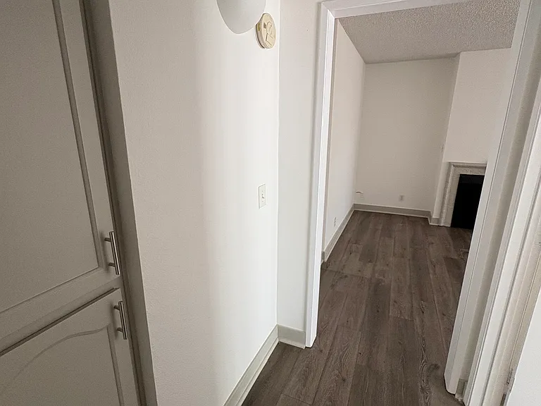 Hallway with linen closet