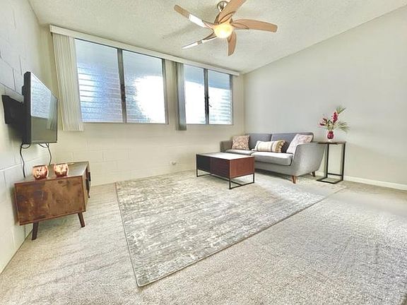 Furniture included: couch, coffee table, tv stand
