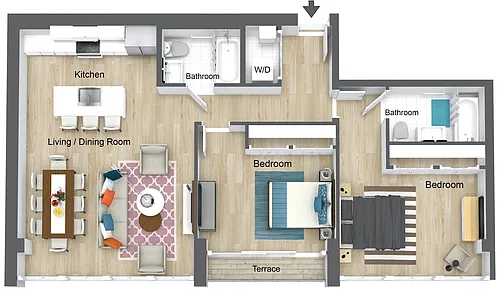 Floor plan Two Bedroom - 26 WB