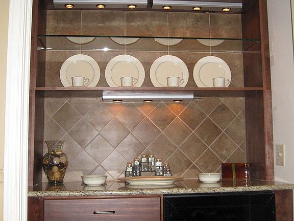 Tile dry bar/wine fridge
