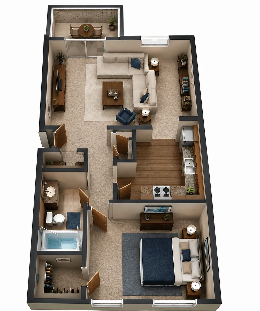 Floor plan 1 Bedroom Garden