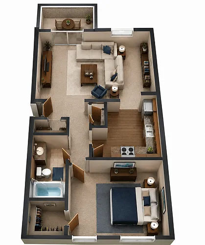 Floor plan 1 Bedroom Garden