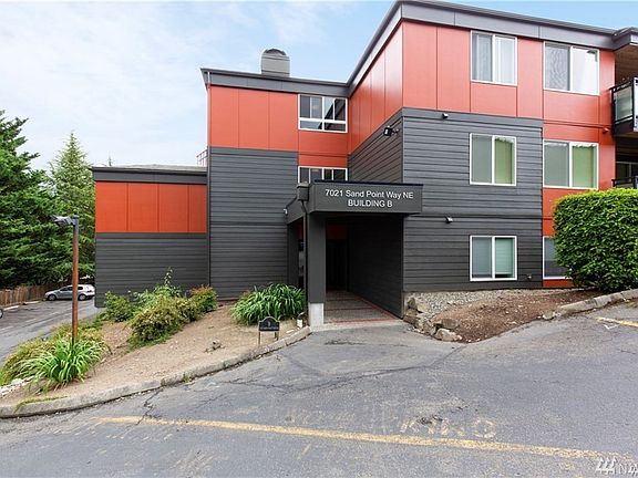 7021 Sand Point Way NE.  Building B entrance and parking. 
