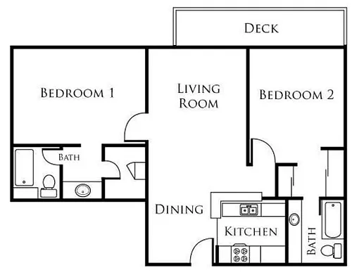 Floor plan 2 Bed, 2 Bath A