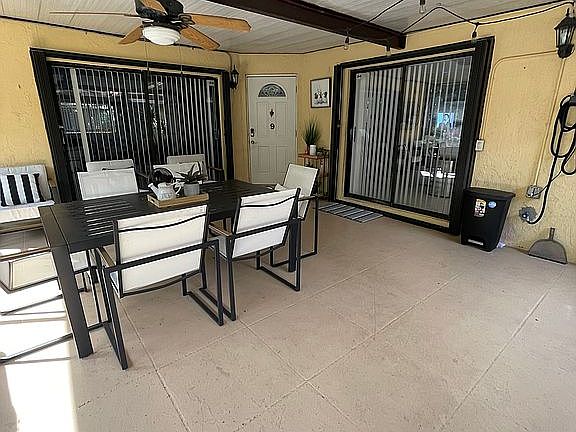 Accordion shutters in place