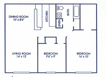 Floor plan 2 Bed 1 Bath