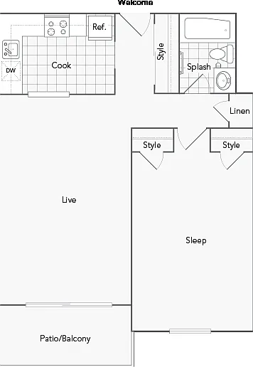 Ashworth 1-Bedroom Floorplan Ashworth 1-Bedroom Floorplan