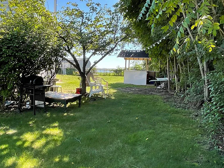 Side yard offering shade and privacy.