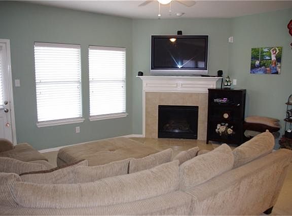 Family Room with Corner Fireplace