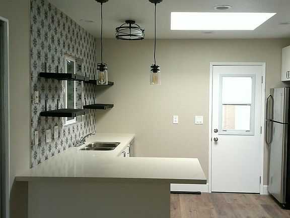Kitchen view quartz counters
