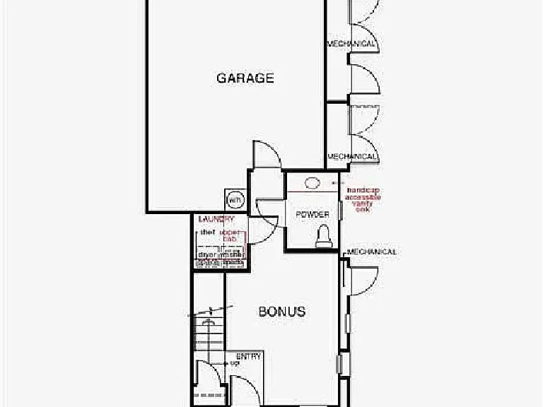 1st floor: bonus room, powder room, laundry room, garage