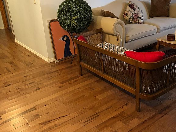Living room with new real wood floors