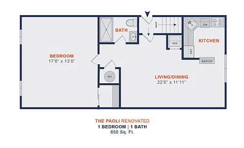 Floor plan 1 Bed | 1 Bath