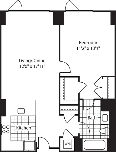 Floor plan 1 Bed (North)- 716