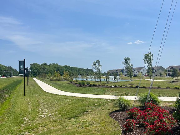 Walkway surrounding pond