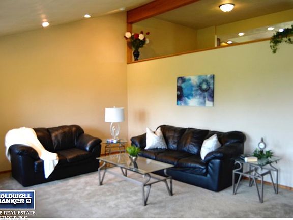 Vaulted ceiling in living room