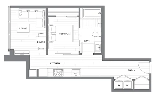 Floor plan 1 Bedroom 1 Bath A9