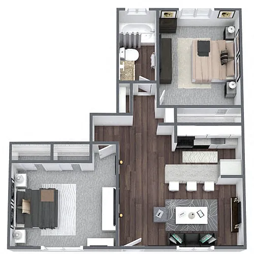 Floor plan B3: 2 Bed 1 Bath