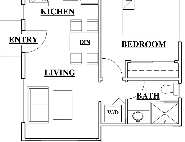 Floor plan (1 BD/ 1 BA)