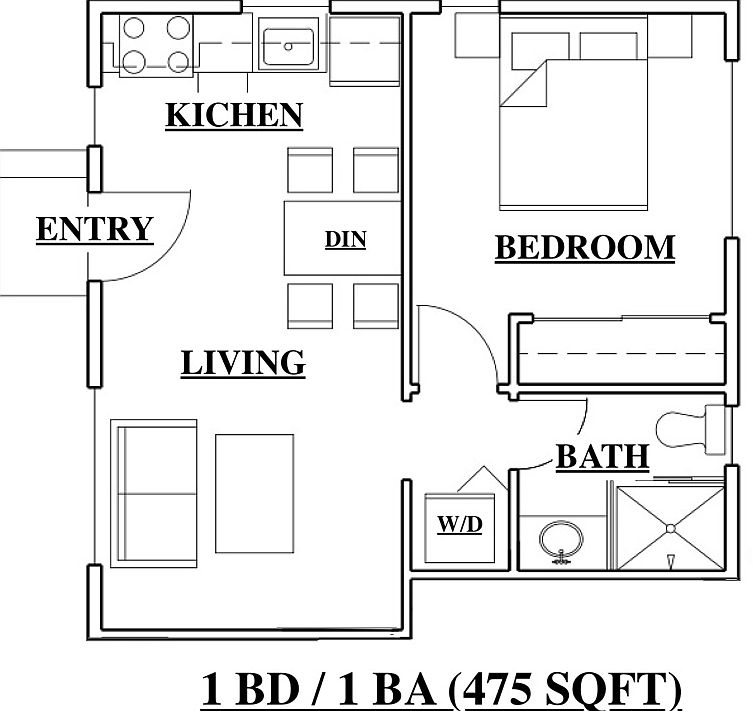 Floor plan (1 BD/ 1 BA)