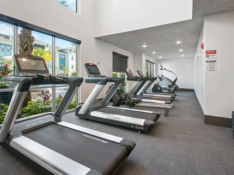 Stay active with a fully equipped fitness center right at home.