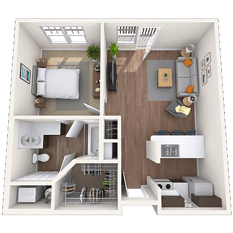 Floor plan Traditional 1x1 485-660 SF