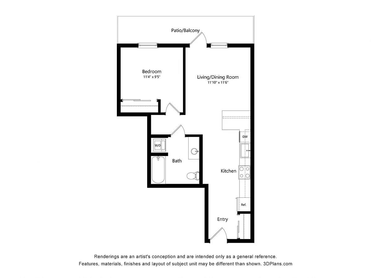 Floor plan 1X1 T
