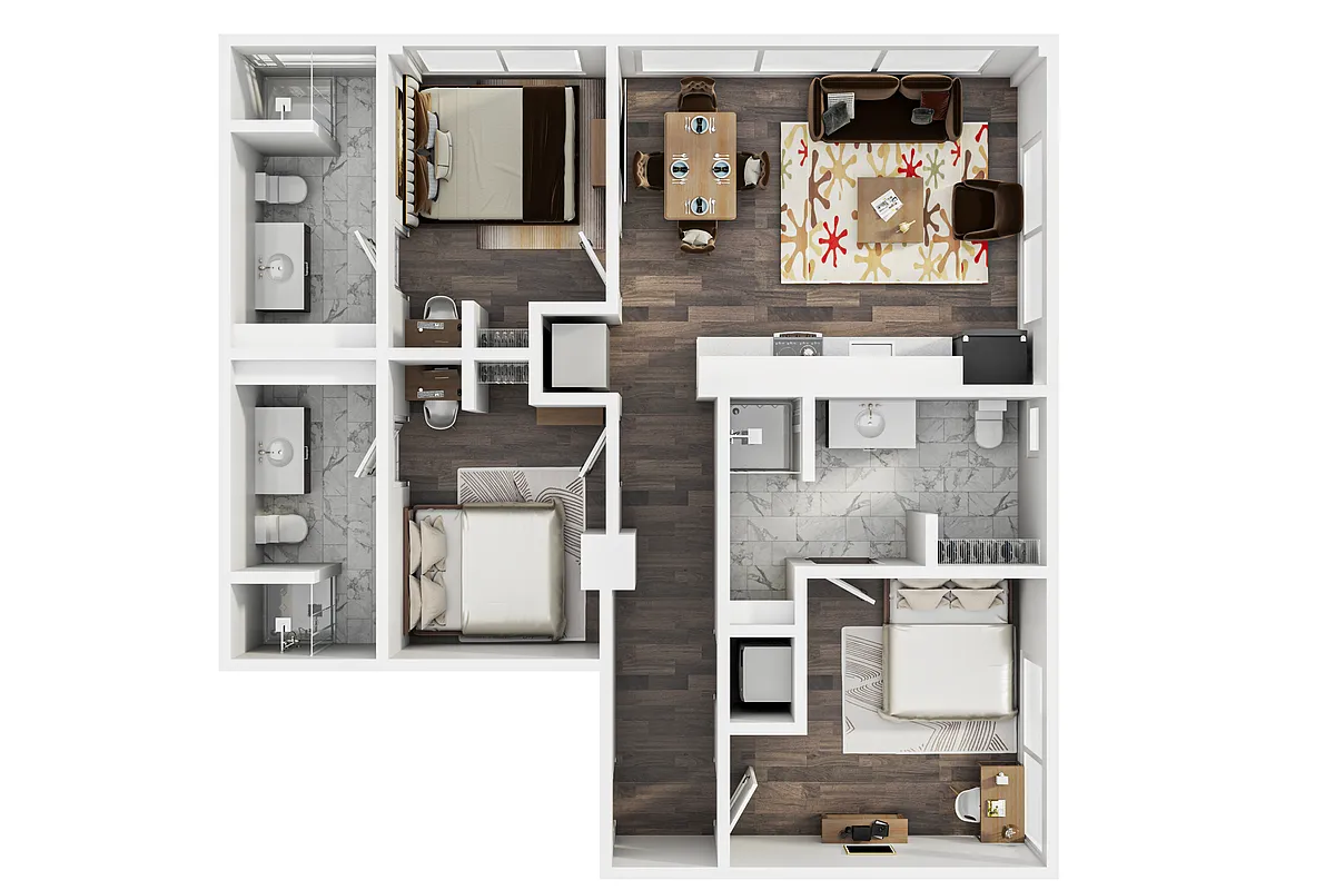 Floor plan The U 3BR 3BA Dorsey