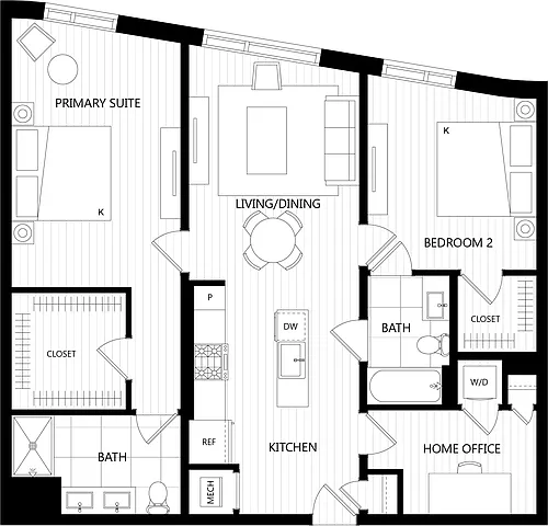 Floor plan 2 Bed/2 Bath-I1