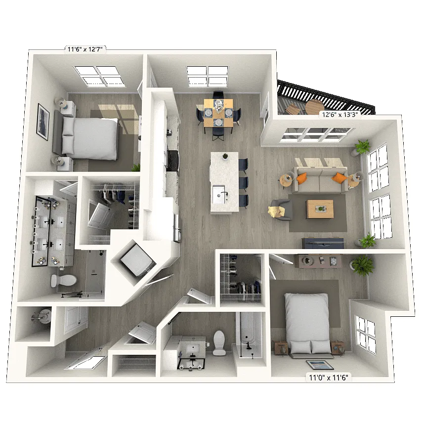 Floor plan B7 2x2 1172 SF-FP