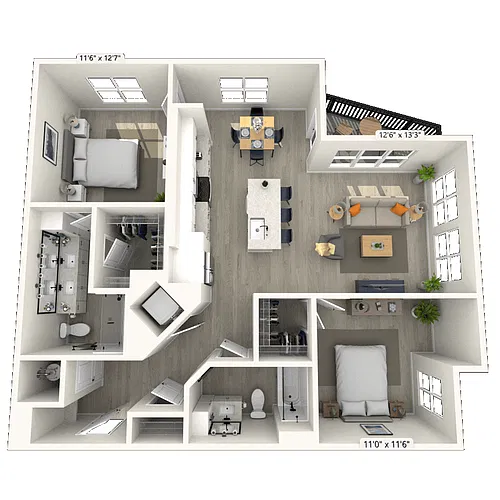 Floor plan B7 2x2 1172 SF-FP