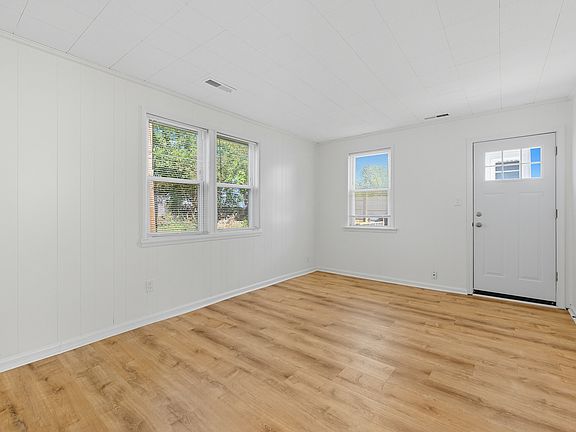 Entryway, living room, dining room