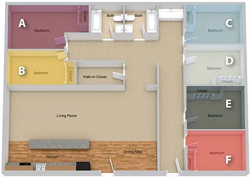 Floor plan By The Bed Pricing - Six Bedroom