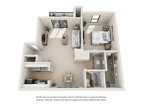 Floor plan 1 Bedroom 1 Bath