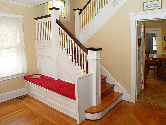 Entry foyer with built-in storage bench