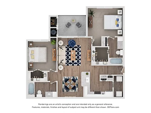 Floor plan Two Bedroom - Trinity