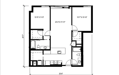 Floor plan 2 Bedroom - C4