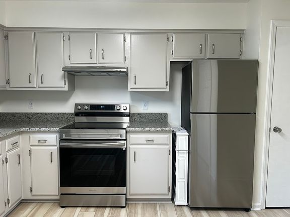 kitchen view, brand new Samsung refrigerator