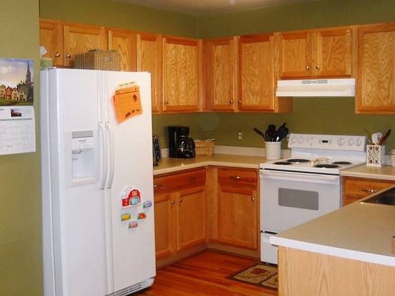 Kitchen has wood floors