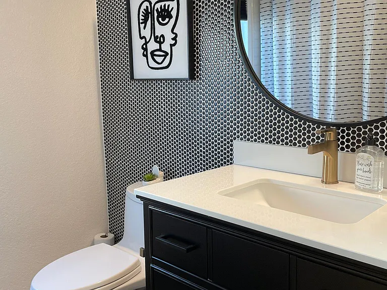 Hall bathroom with bathtub & shower