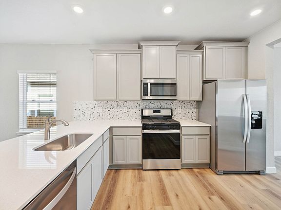 The kitchen of the Arapaho has energy-efficient appliances.