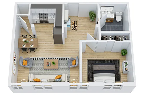 Floor plan 1BR Deluxe