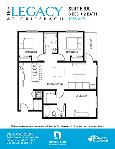 Floor plan 3 Bedroom, 2 Bathroom