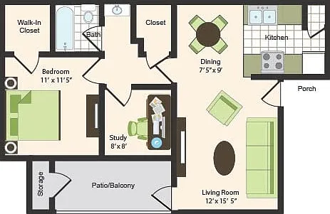 C | 1x1 with Den | 709 sq ft C | 1x1 with Den | 709 sq ft