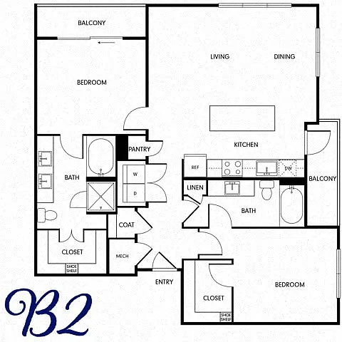 Floor plan Two-Bedroom (B2)